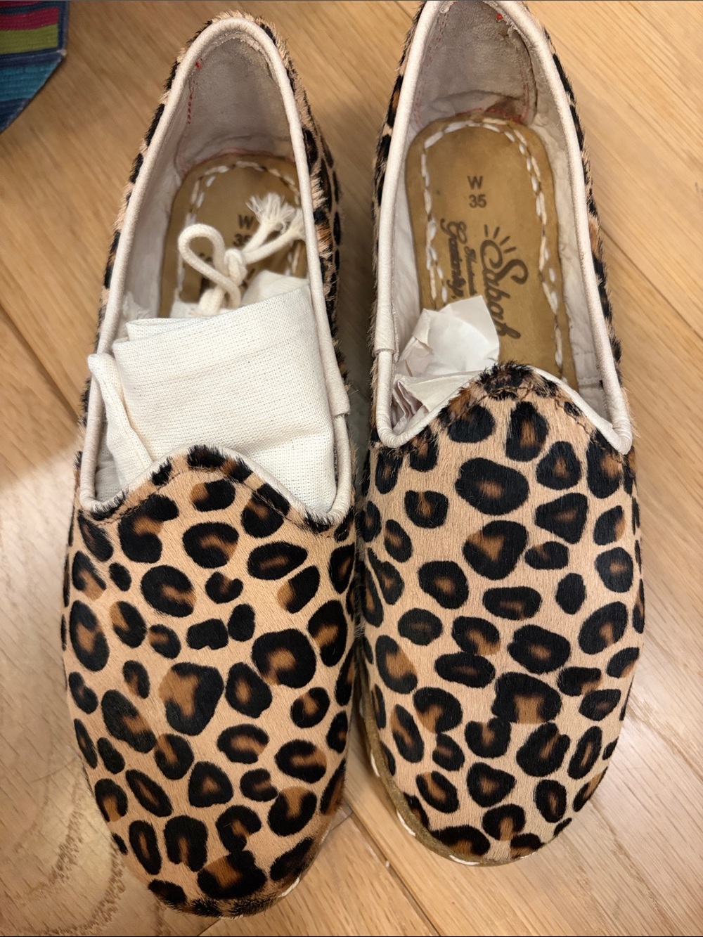 Sabah Leopard Print Slip-On Flats in Tan and Black